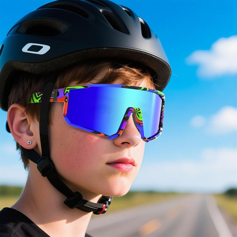 Derowern Youth Baseball Sunglasses, Kids Polarized Sports Sunglasses,UV400 Protection Glasses for Boys Girls Softball Cycling - Image 2